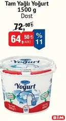 DOST TAM YAĞLI YOĞURT 1500 G